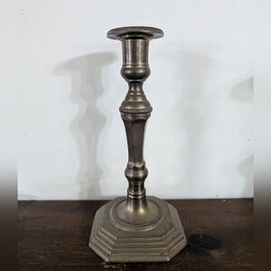 Vintage Solid Brass Octagonal Candlestick Holder - 18th Century Style Victorian